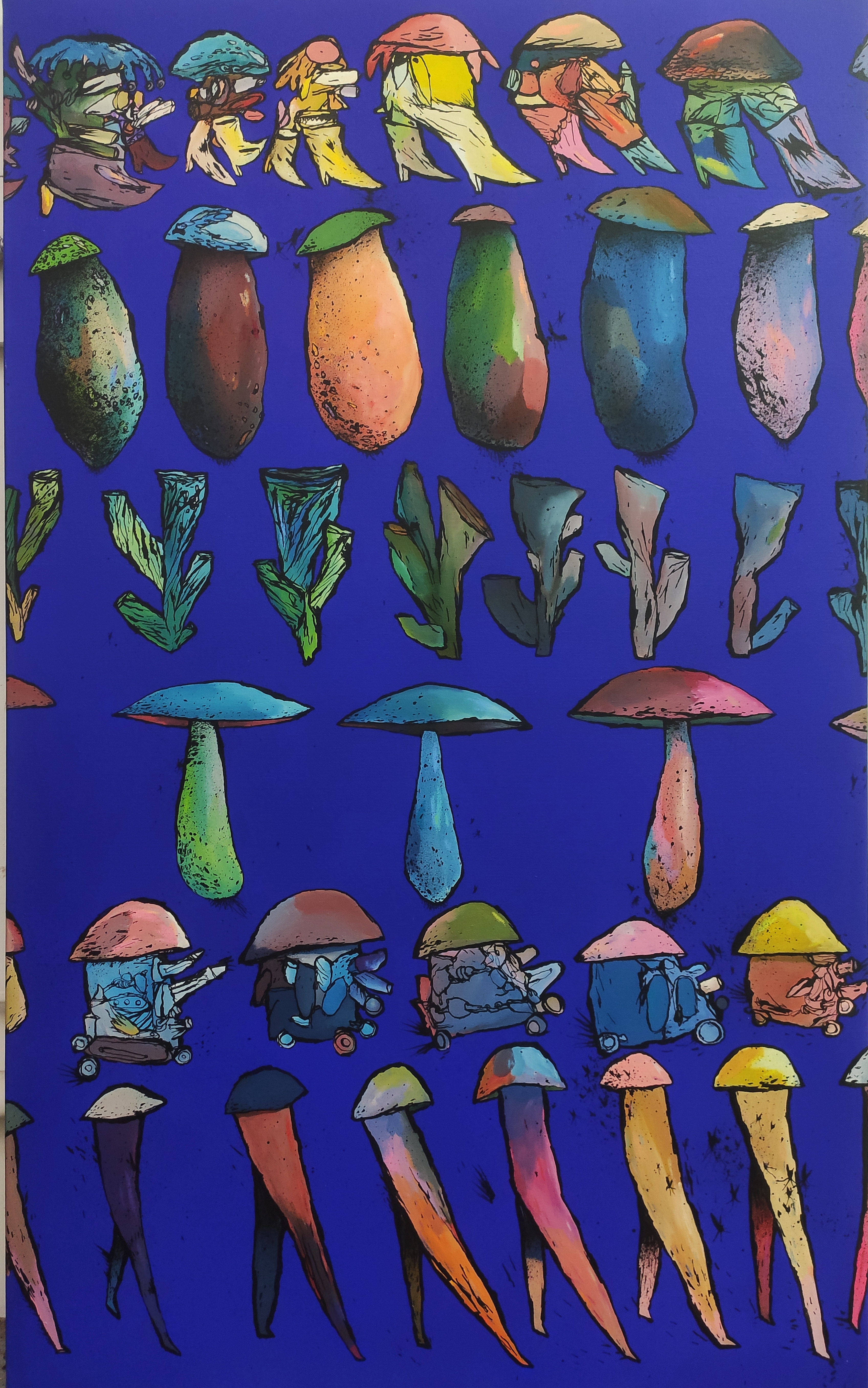 Mychorise, acrylique sur toile de lin, 89 x 145 cm, 2018,